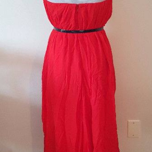 Vero Moda Very Red Sisse Tube Bustier Strapless Maxi Dress with Belt (S/… - Picture 3 of 4